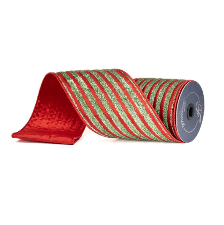 4" X 5YD Twinkling Tinsel (Red/Lime) Farrisilk