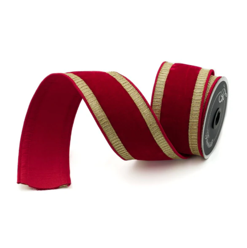 2.5" X 10YD Pleated Borders (Red/Gold) Farrisilk