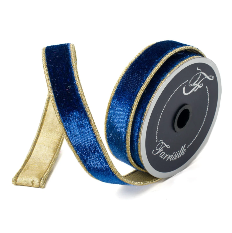 1" X 10YD Velvet Sheen (Navy Blue) Farrisilk