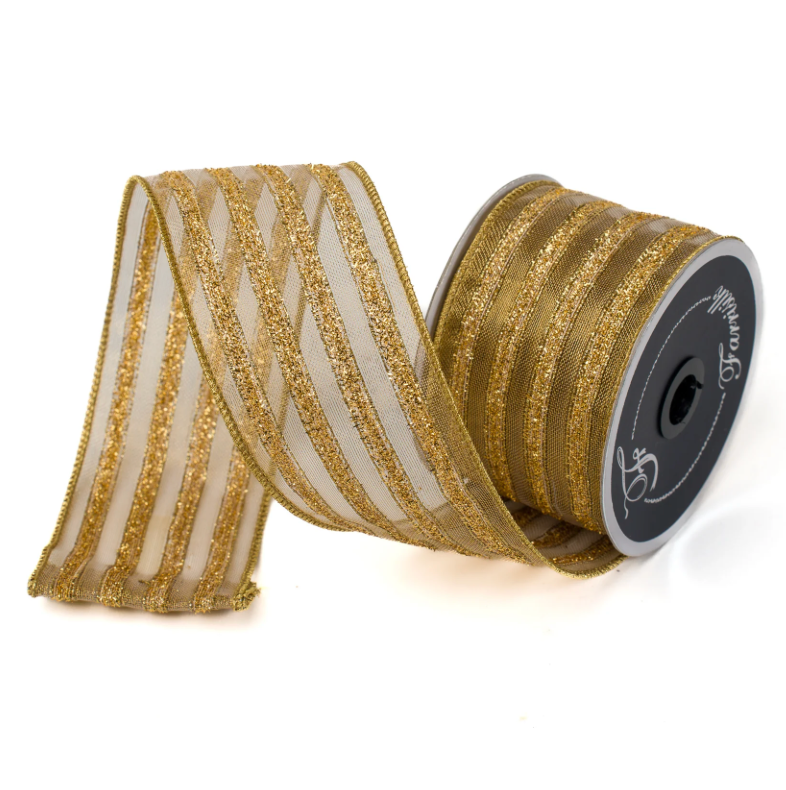 3" X 10YD Diamond Dust Stripes (Gold) Farrisilk