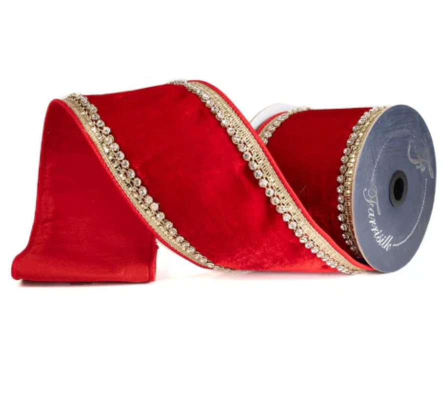 4"X 5YD Brilliant Diamonds Farrisilk (Red)