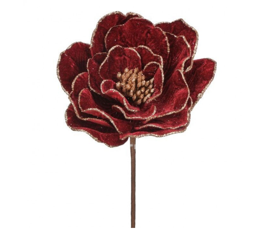 24" Beaded Edge Velvet Peony Stem