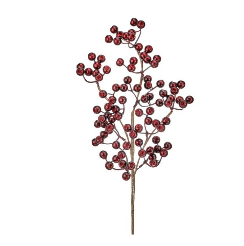 25" Metallic Glitter Berry Spray (Burgundy)