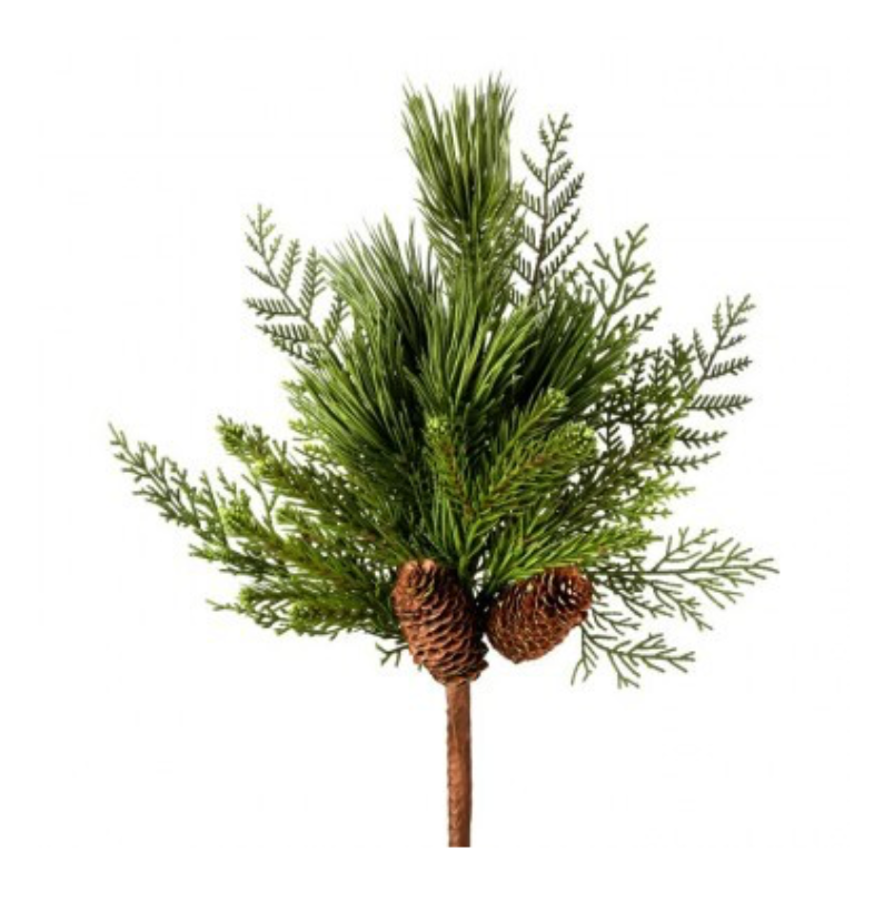18" Deluxe Uv Mixed Pine/Cedar W/Cone Spray