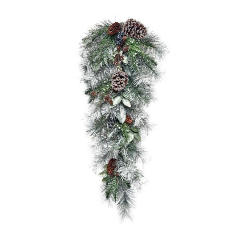 32" Frosted Pine/Cedar/Leaf Teardrop