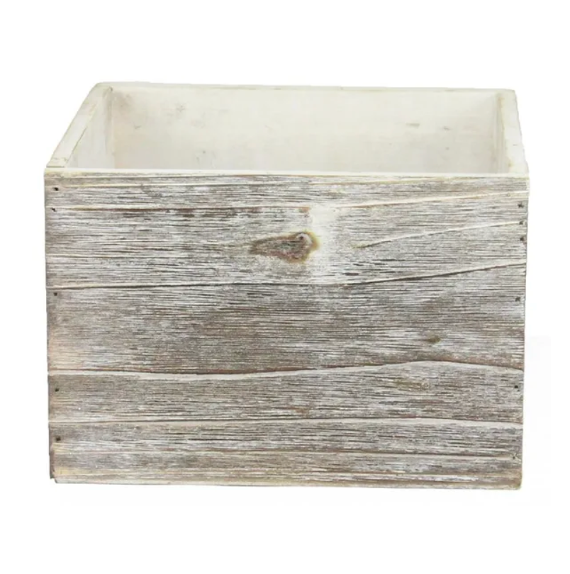 7.75"Sq x 5.25"H Wood Pot