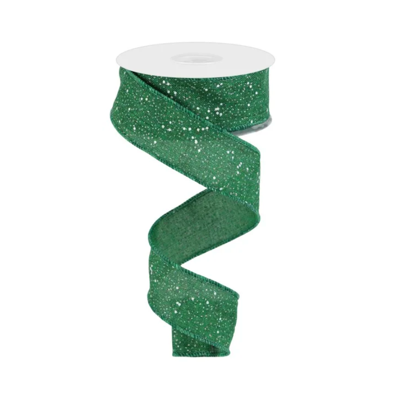 1.5" x 10yd Multi Snow Glitter On Royal (Emerald Green)