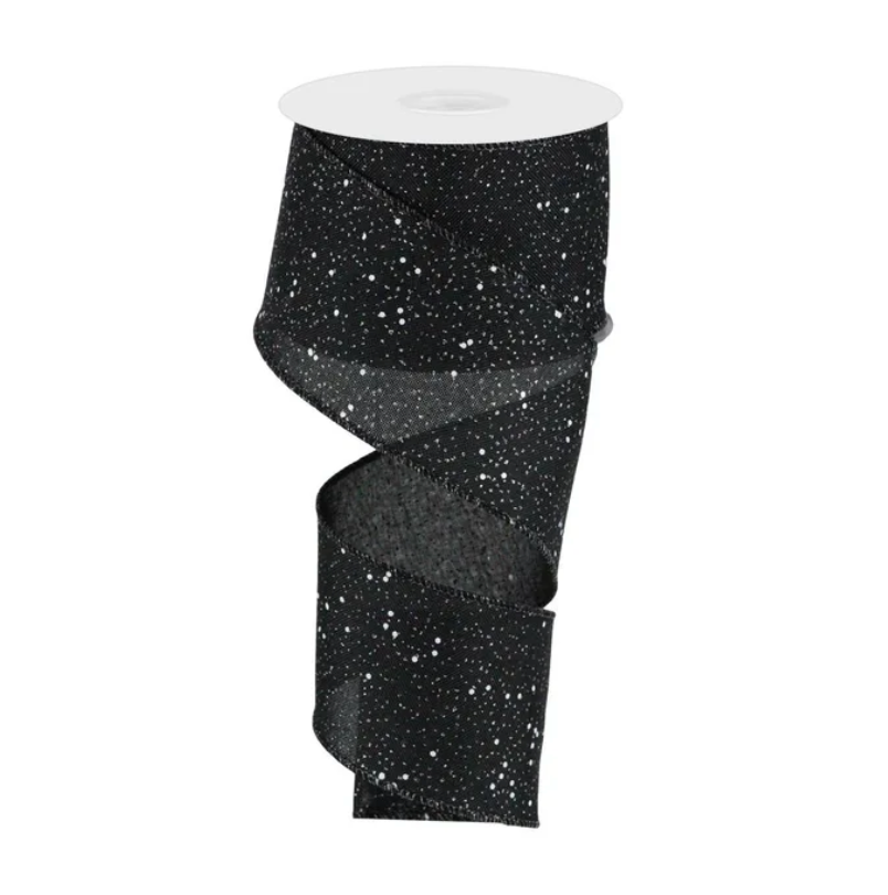 2.5" x 10yd Multi Snow Glitter On Royal (Black)