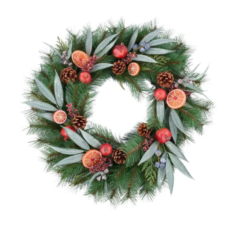 30"Dia Long Needle Pine W/Fruit Wreath