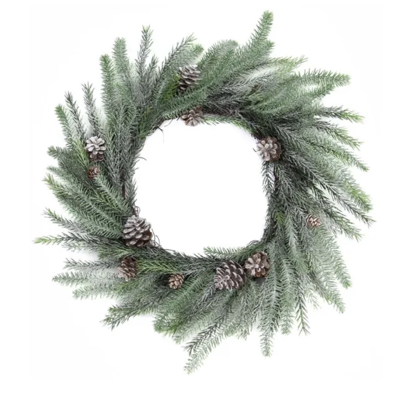 18"Dia Frosted Thin Pine/Pinecone Wreath