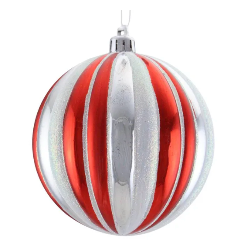 200Mm Vert Stripe Ball (Silver/Red)