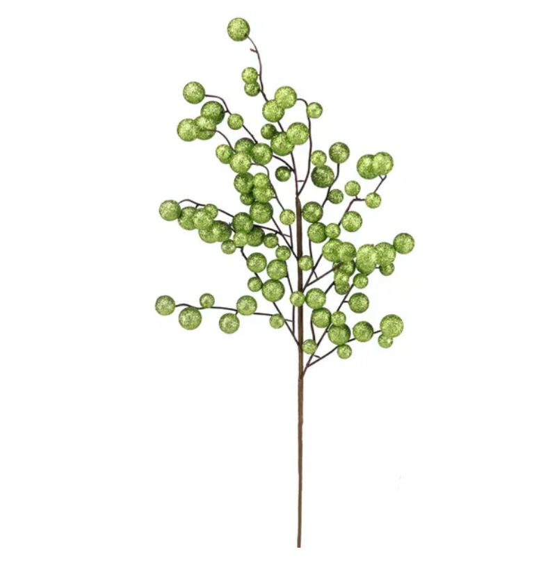 27"L Round Mixed Glitter Ball Spray (Lime Green)