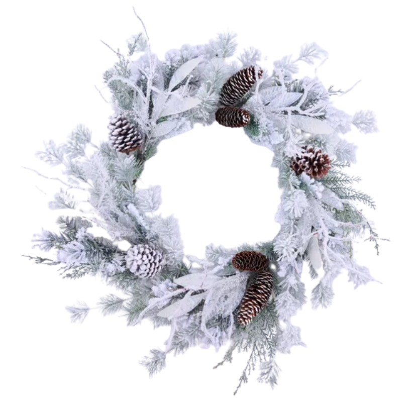 24"Dia Snowdrift Split Pine Wreath