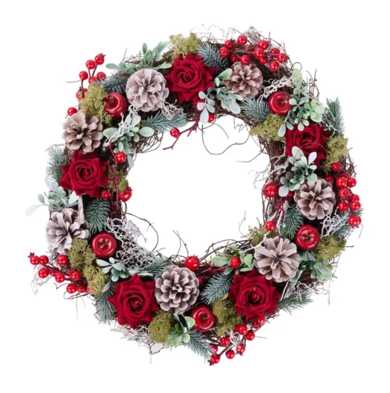 18"Dia Berry/Rose/Pinecone Wreath