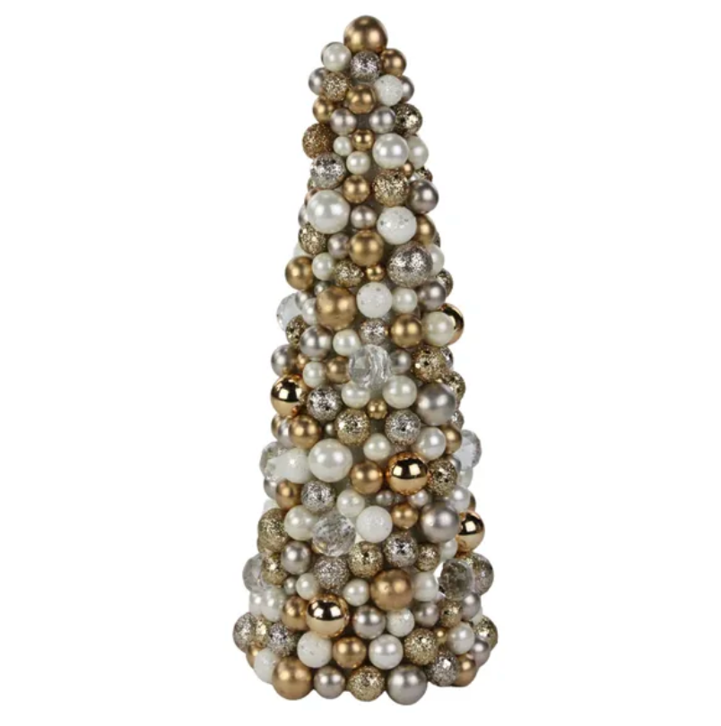 13.75"H Mixed Ball/Diamond Cone Tree