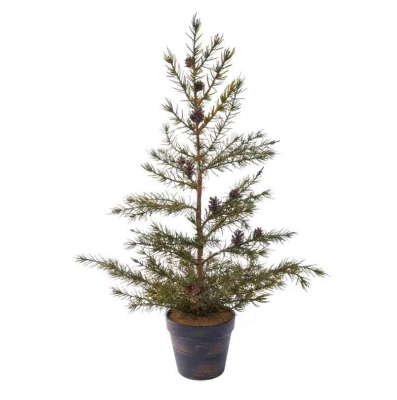 24"H Alpine/Pinecone Potted Tree