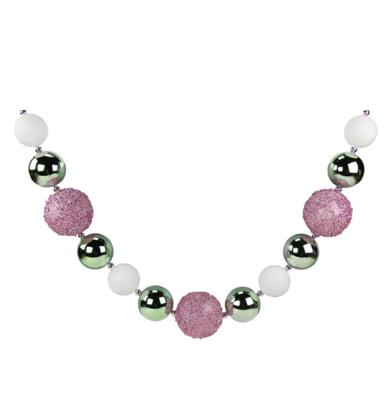 72"L Sequin/Glitter Ball Garland (Pink/Mint/White)