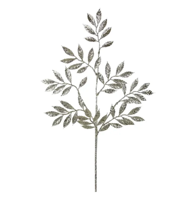 31.5"L Glitter Leaf Spray (Champagne)