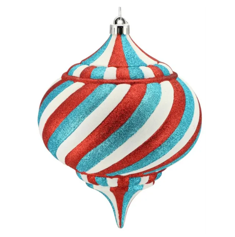 200Mm Swirl Stripe Onion (Red/White/Turquoise)