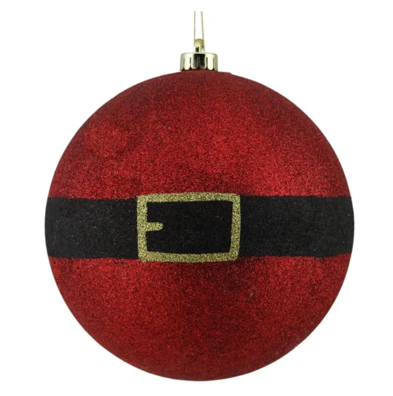 200Mm Glitter Santa Belt Buckle Ball (Red/Black/Gold)