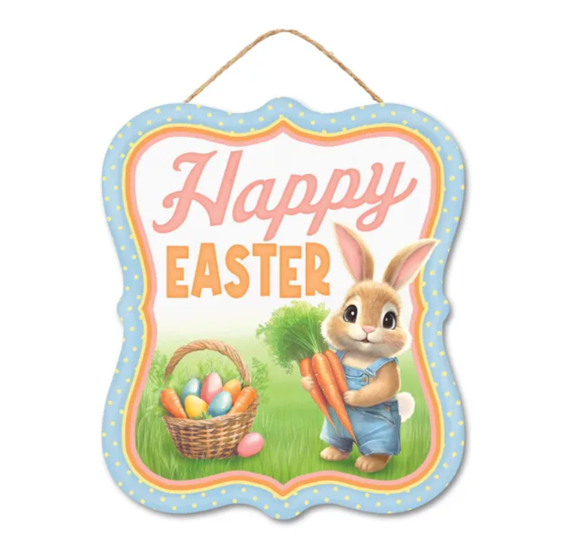 10.5"Hx9"L Happy Easter W/Bunny Sign