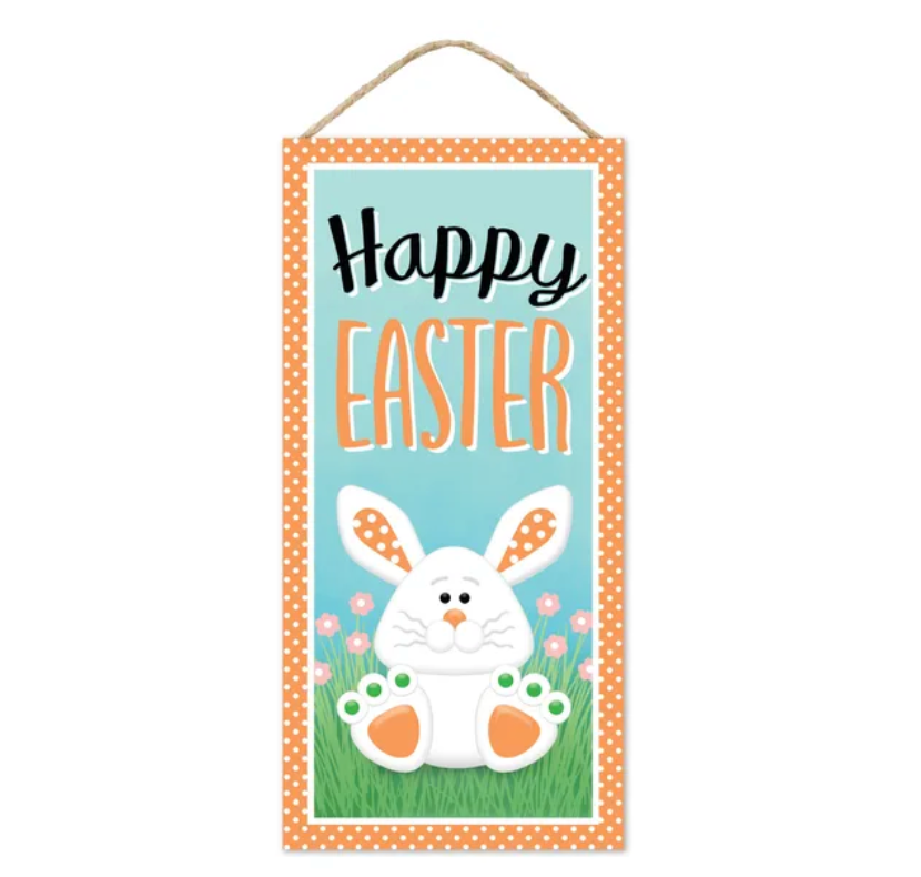 12.5"H x 6"L Happy Easter W/Bunny Sign