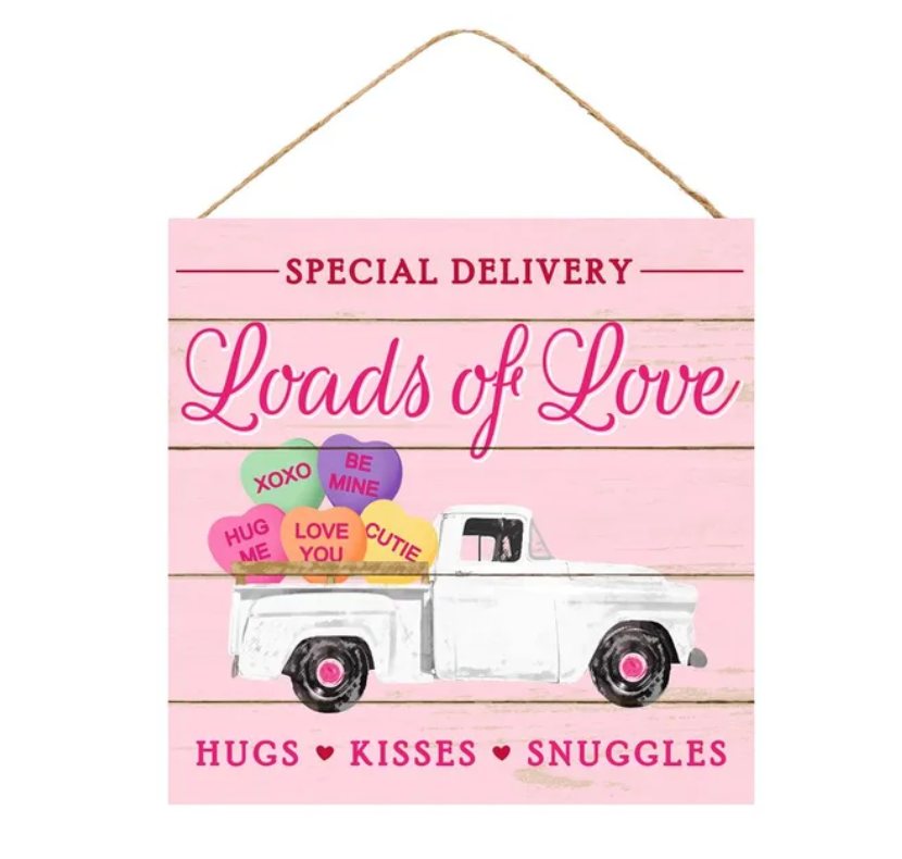 10"Sq Loads Of Love/Hearts/Truck Sign