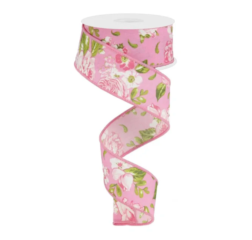 1.5" x 10yd Floral (Pink)