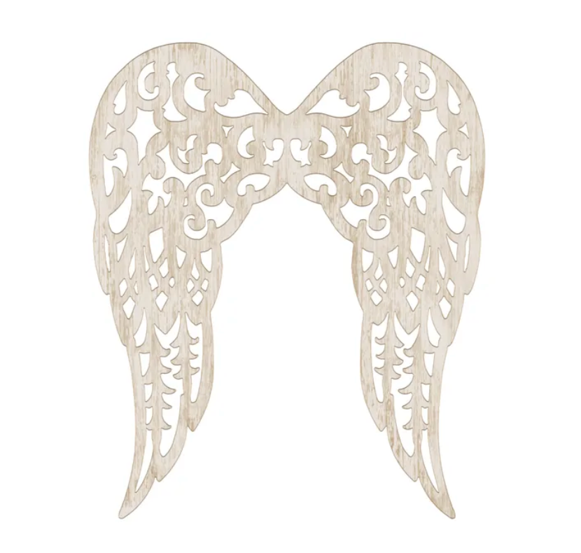 17.75"Hx14.75"L Filigree Angel Wings (Antique Cream)