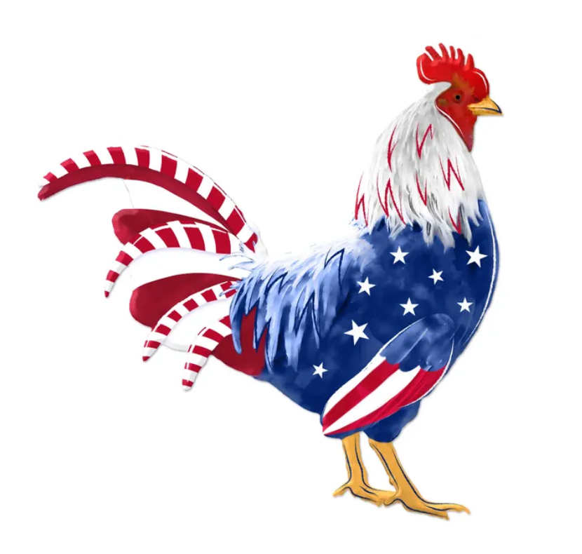 12"H x 11.75"L Patriotic Rooster Sign