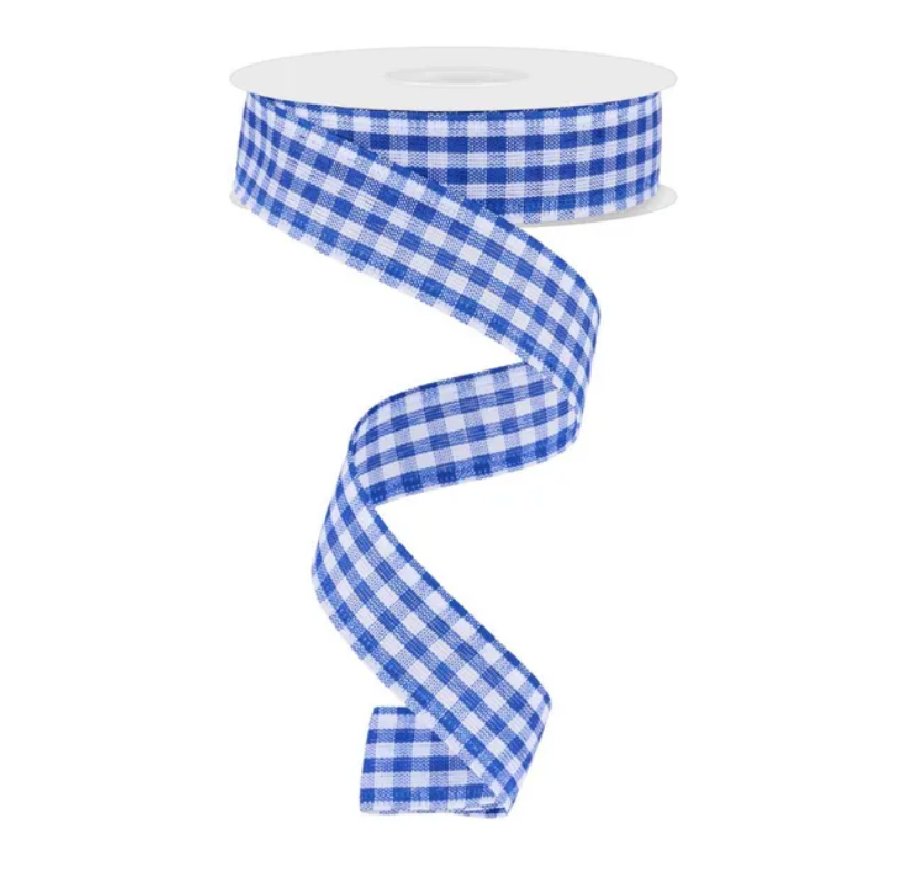 7/8" x 10yd Gingham Check (Royal Blue/White)