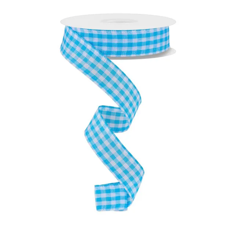 7/8" x 10yd Gingham Check (Blue/White)