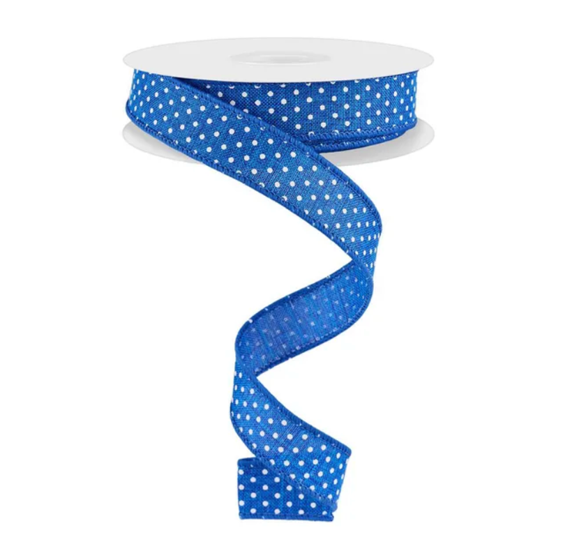 7/8" x 10yd Raised Swiss Dots On Royal (Royal Blue/White)