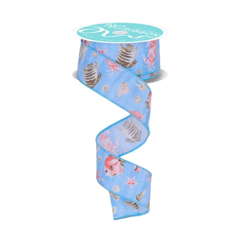 1.5" x 10yd Coastal Pattern (Light Blue)