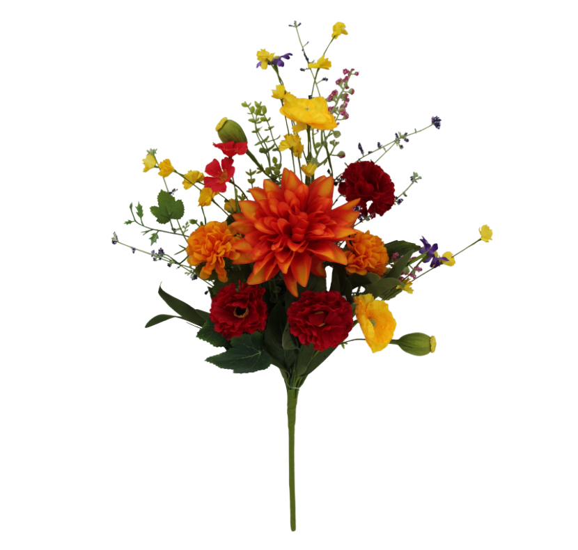 21" Mixed Dahlia Zinnia (Orange/Yellow/Red)