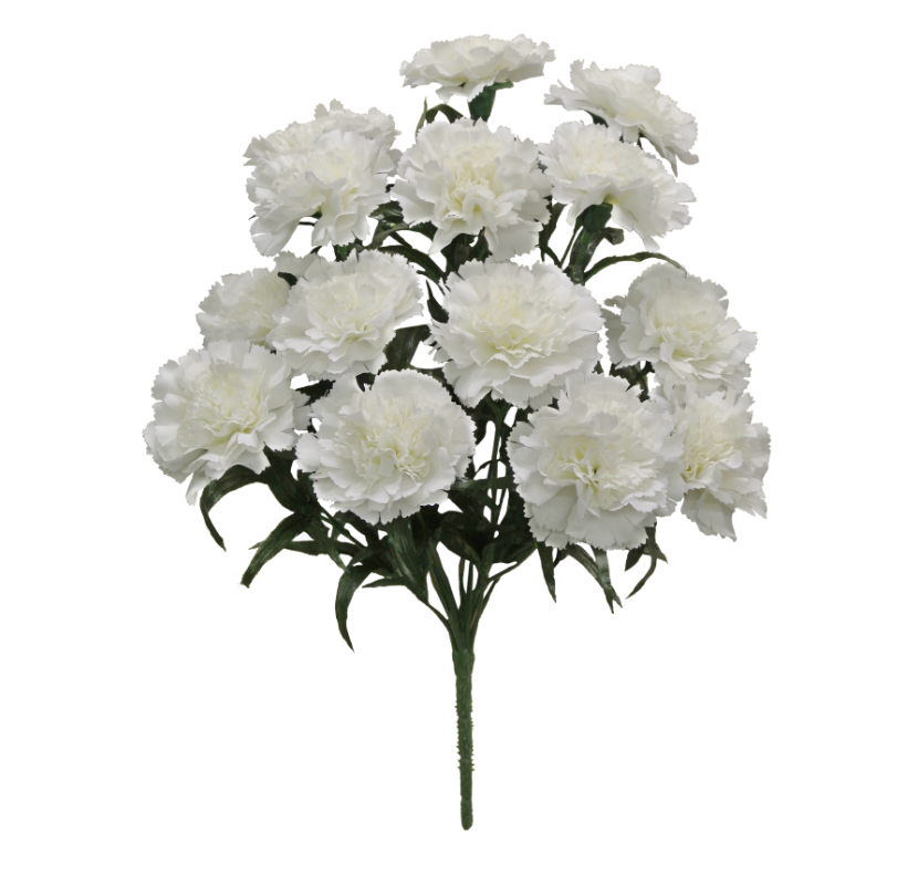 18" Carnation Bush X 14 (White)