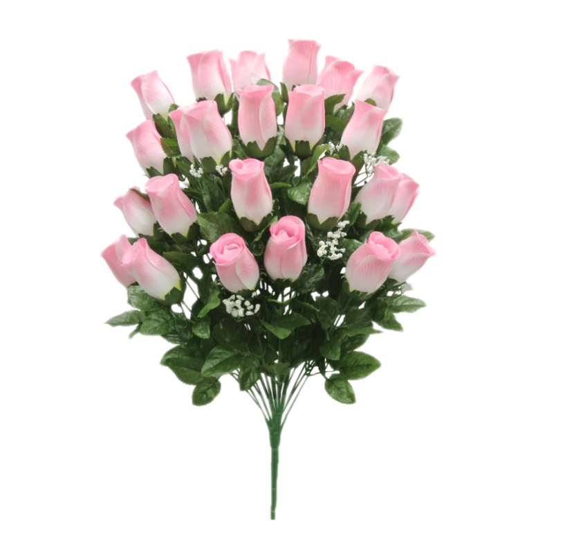 23" Printing Rose Bud Bush (Pink)