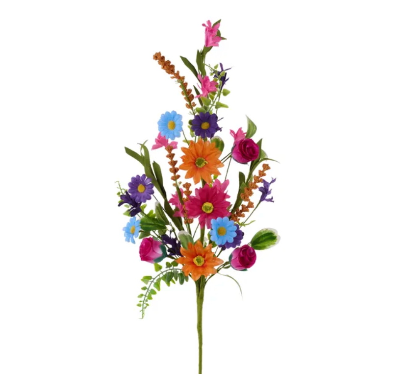 26"L Daisy/Rose/Spike/Leaf Spray