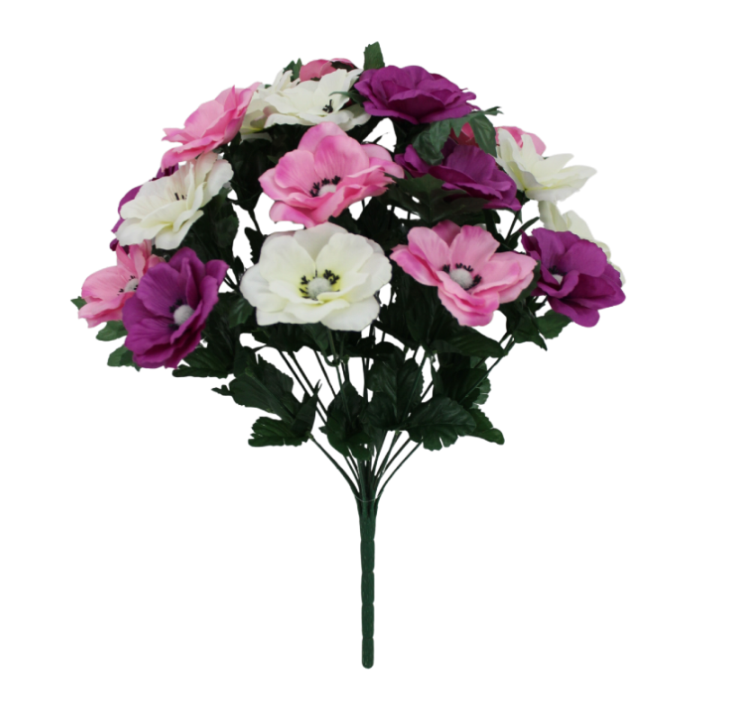 17" Anemone Bush X 18 (Purple/Cream/Pink)