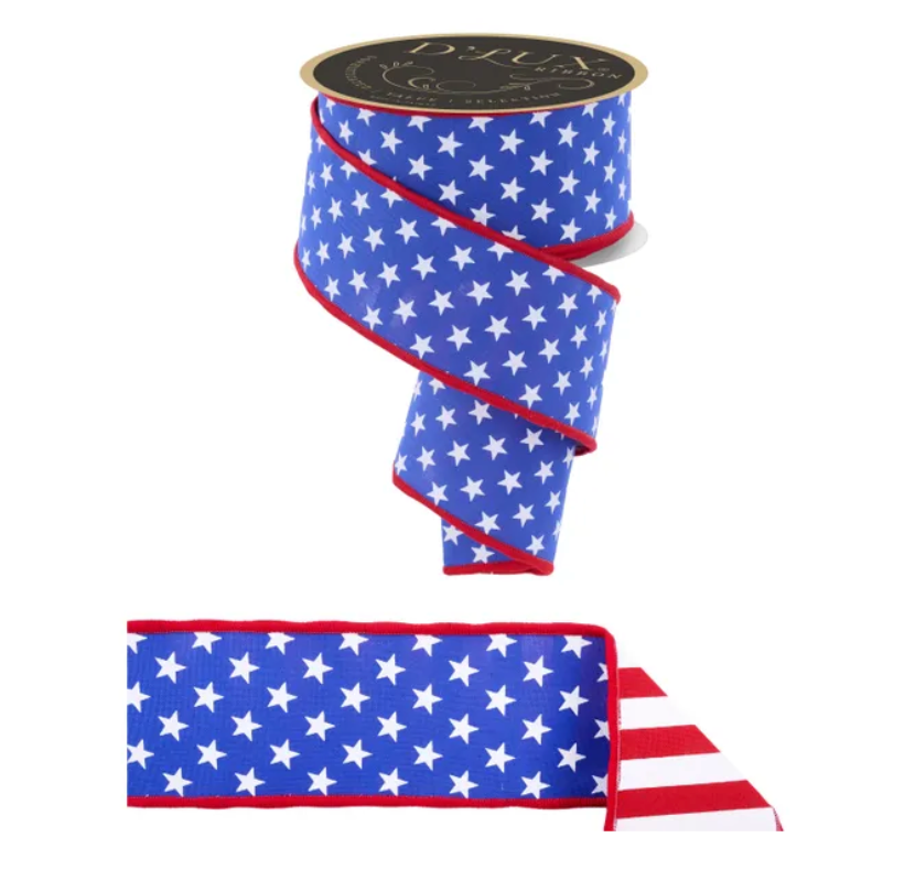 2.5" x 10yd Stars/Stripes Fused Back (Royal Blue/Red/White)