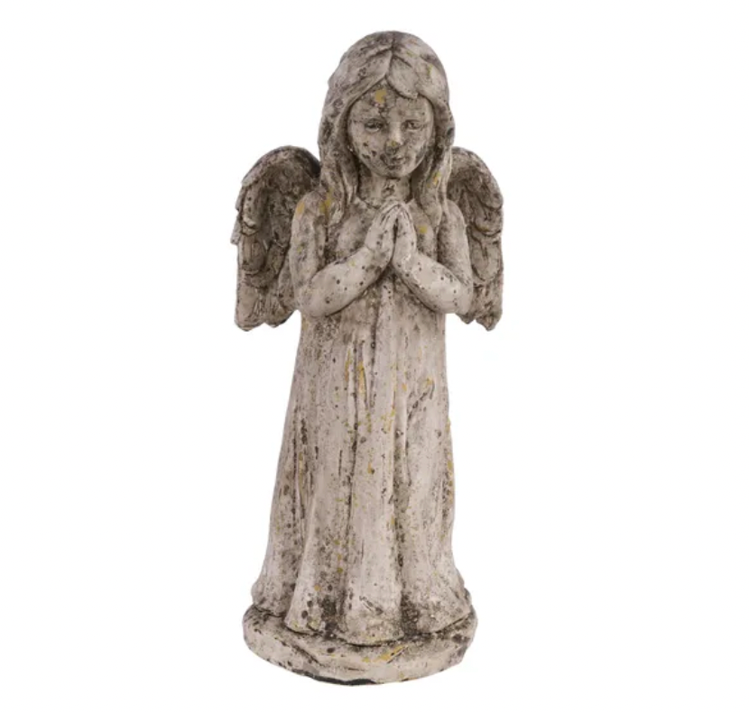 13.75"H Cement Praying Angel
