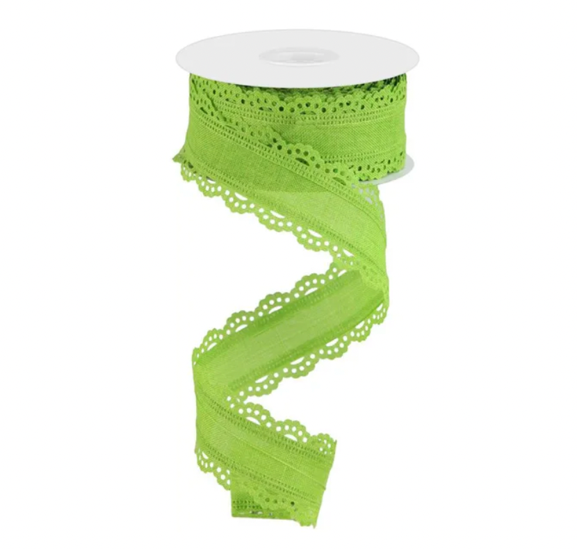 1.5" x 10yd Scalloped Edge Royal Burlap (Lime)