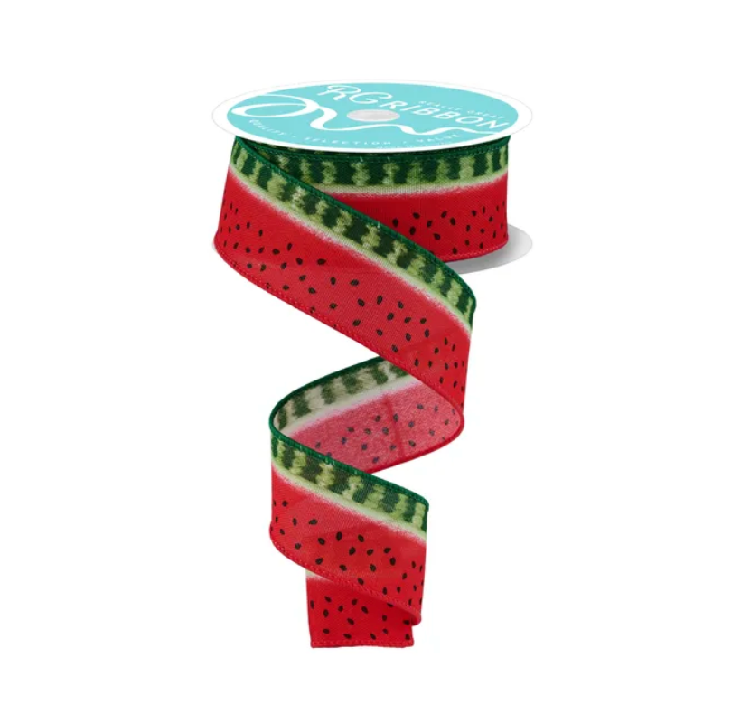 1.5" x 10yd Watermelon Stripes
