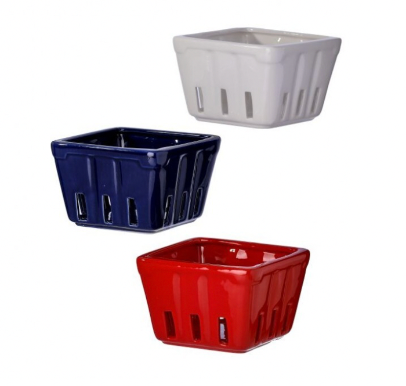 4" Ceramic American Spirit Quart Basket (Set of 3)