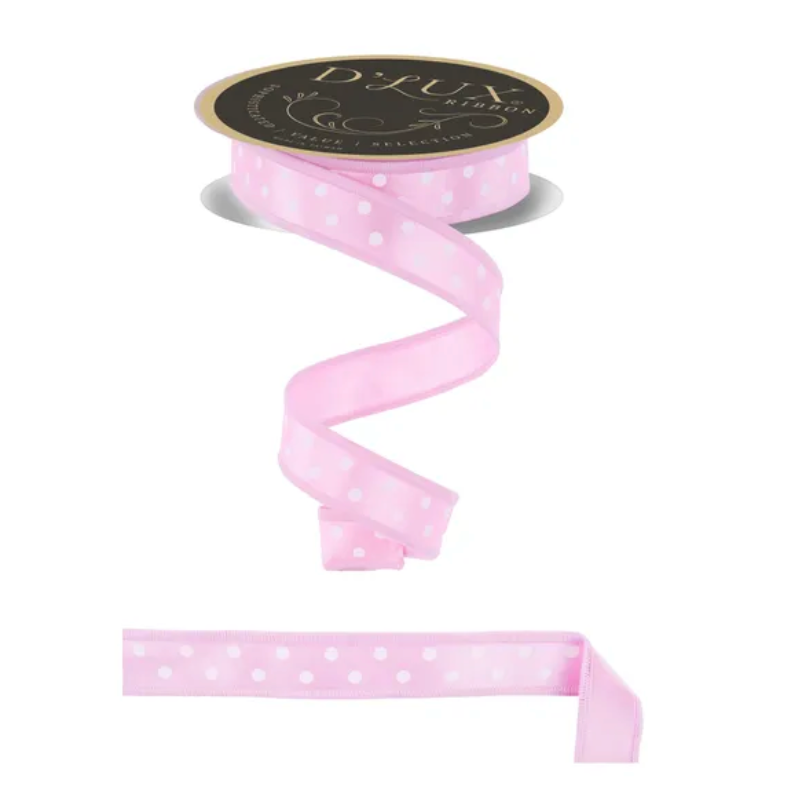 7/8" x 10yd Small Polka Dot/Fused (Pink/White)