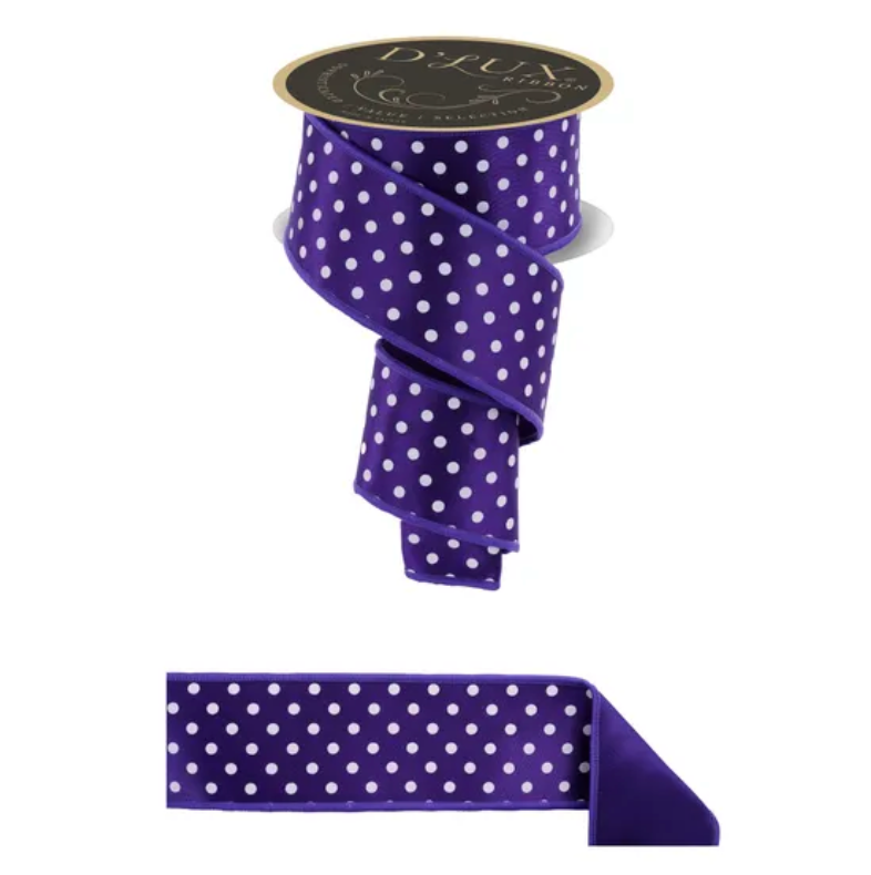2.5" x 10yd Small Polka Dot/Fused (Purple/White)