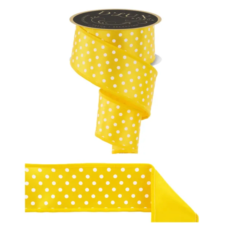 2.5" x 10yd Small Polka Dot/Fused (Yellow/White)