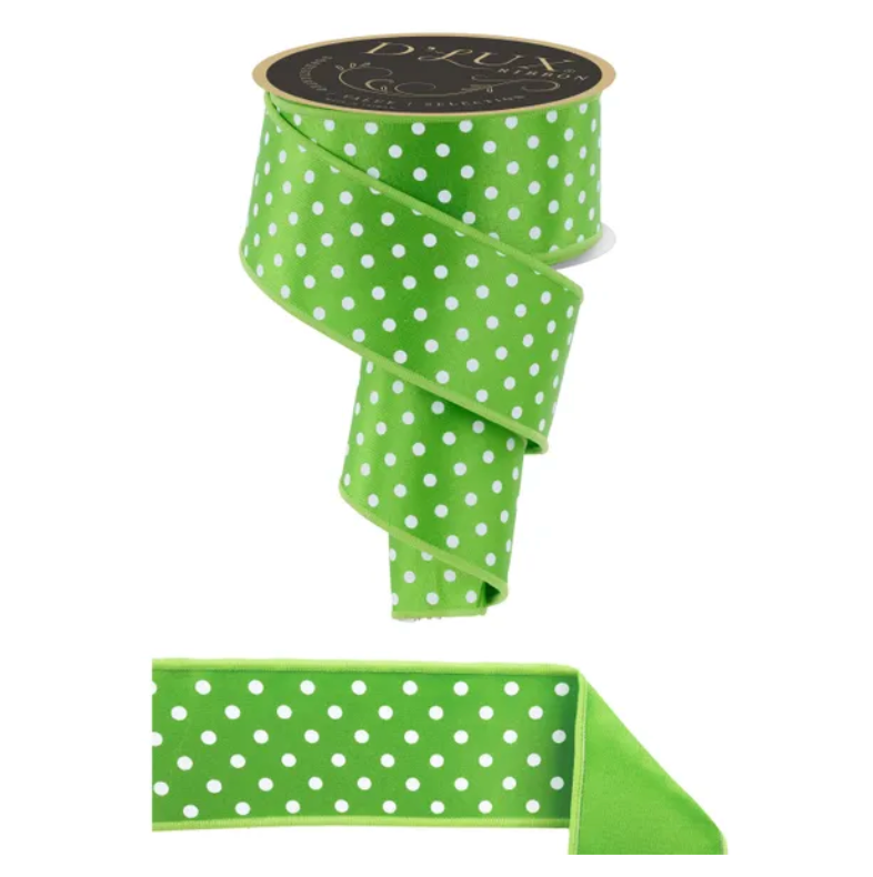 2.5" x 10yd Small Polka Dot/Fused (Fresh Green/White)