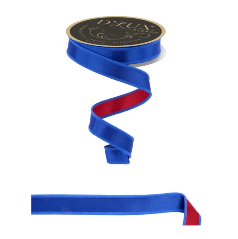 7/8" x 10yd Satin Fused (Royal Blue/Red)