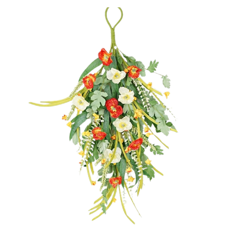 29inL x 16inW Orange Cream Poppy Garden Teardrop